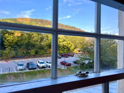 a view of a parking lot from a window at 1799 Inn Harpers Ferry in Harpers Ferry