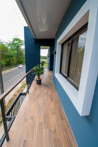 En balkon eller terrasse på Apartamentos Bukare