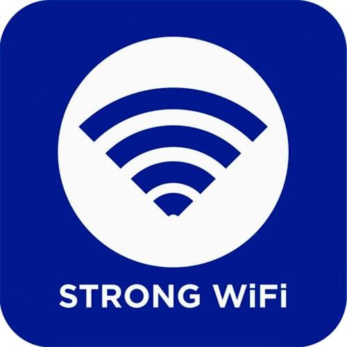 a blue and white sign with a waving wifi symbol at Gaslamp 2bdrm1ba - W Parking & 4 Beds #304 in San Diego