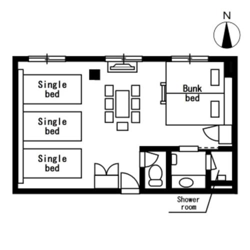 a floor plan of a small house at ALPHABED INN Takamatsuekimae in Takamatsu