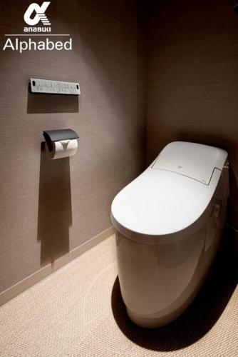 a bathroom with a white toilet in a room at ALPHABED INN Takamatsuekimae in Takamatsu