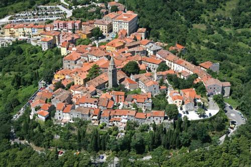an aerial view of a town on a hill at Mirakul Residence in a cute historic town in Labin