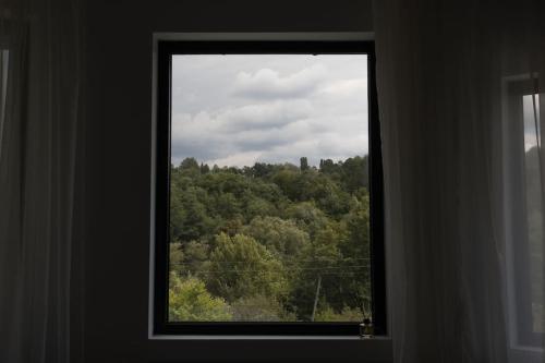 a window with a view of a forest at Vila MOON in Bezdead