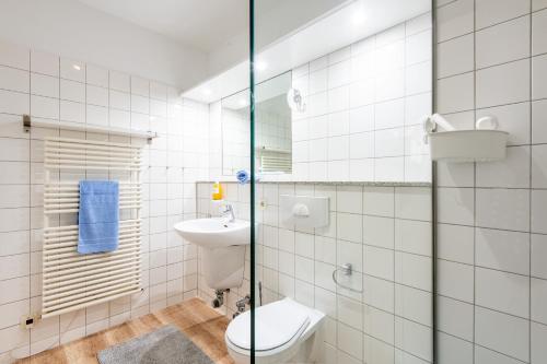 een badkamer met toilet en wastafel bij Steger-Hüs Wohnung 20 in Rantum
