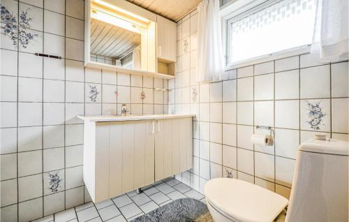 エーベルトフトにあるAwesome Home In Ebeltoft With Kitchenのバスルーム(トイレ、洗面台付)