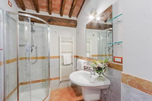 盧卡的住宿－Anna Farmhouse at Wine Resort，一间带水槽、淋浴和卫生间的浴室