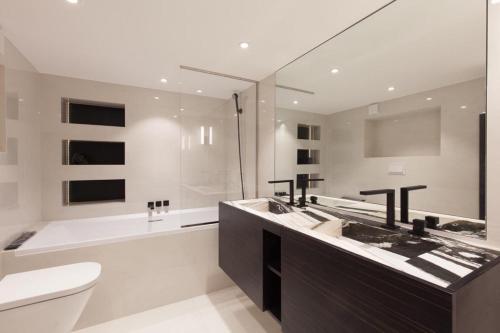 une salle de bain avec un lavabo, des toilettes et une baignoire dans l'établissement Duplex Nice Avenue Jean-Médecin, à Nice