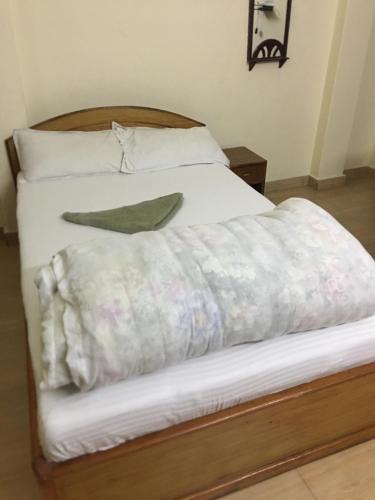 ポカラにあるNew Elite’s guest houseのベッド(上に白い掛け布団付)