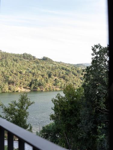 a view of a river from a balcony at Quinta da Ribeirinha - Douro River in Paços de Gaiolo