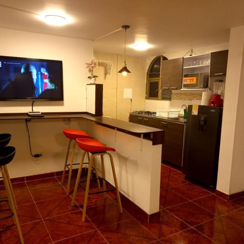 Η κουζίνα ή μικρή κουζίνα στο CASA AVILA - Apartamento amoblado 4 - Villa Alsacia