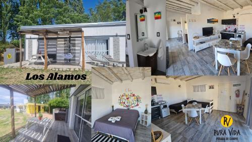 un collage de fotos de una casa con una habitación en Posada de Campo Pura Vida en San Rafael