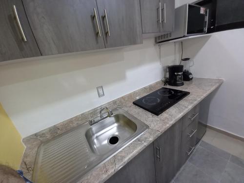 Dapur atau dapur kecil di Capital O Tu Estancia