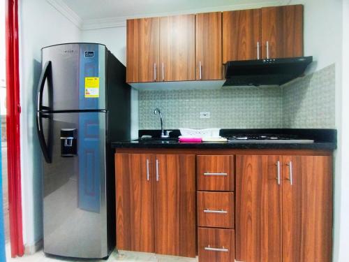 Kuchyň nebo kuchyňský kout v ubytování Apartamento el Mirador de los Andes Salento