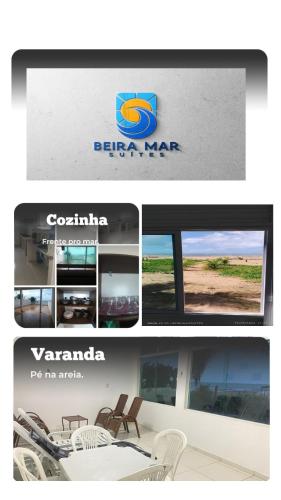 a collage of pictures of a sign for a car dealer at pousada beira mar suites São Bento in Maragogi