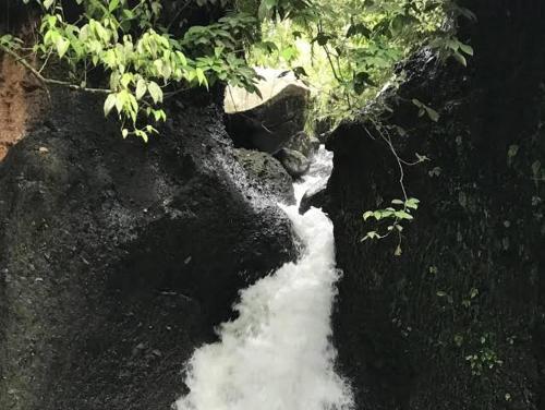 an aerial view of a river with white water at Sarang Walet Homestay in Tetebatu