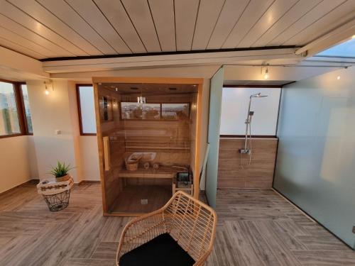 a bathroom with a sink and a mirror at Agora Luxury Villa I in Loutraki