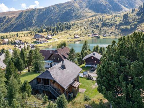 an aerial view of a home with a lake at Holiday Home Weissmann by Interhome in Mayerling
