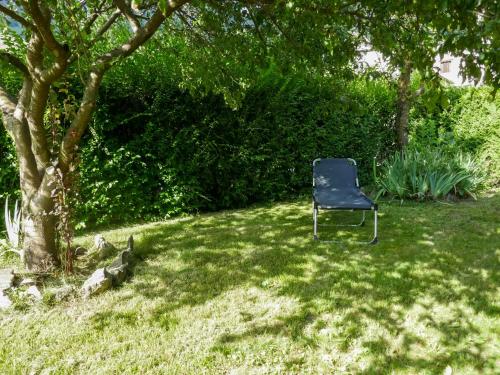 a chair sitting in the grass under a tree at Holiday Home La Casina by Interhome in Olivone