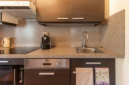 une cuisine avec un évier et un plan de travail dans l'établissement Cybeles 8, à Méribel