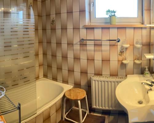 ห้องน้ำของ Ferienwohnung Kratochvil