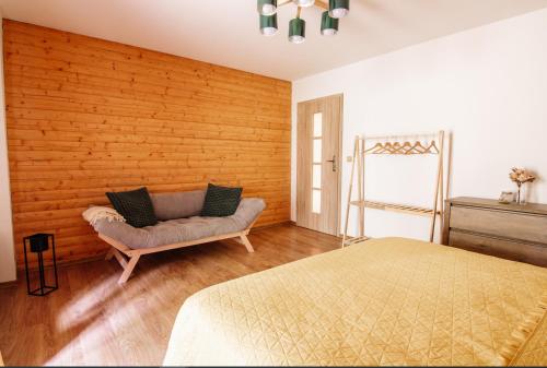 Posteľ alebo postele v izbe v ubytovaní Lesní chata Mikulovice