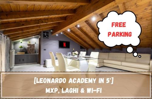a rendering of a living room with a free parking at Leonardo Academy in 5' - Parcheggio Gratis - laghi & Wi-FI in Sesto Calende