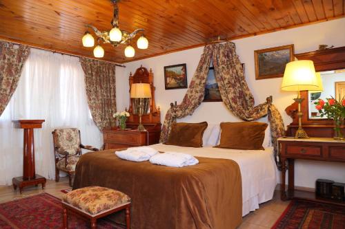 a bedroom with a large bed with a canopy at Hotel Boutique Vendimia Premium in Santa Cruz