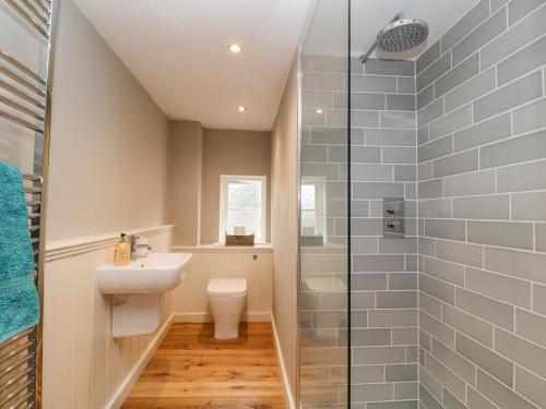 un bagno con wc, lavandino e doccia di The Old Bakehouse a Marlborough