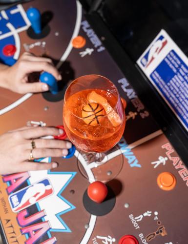 a person playing a game of poker on a table at Graduate by Hilton Columbus in Columbus