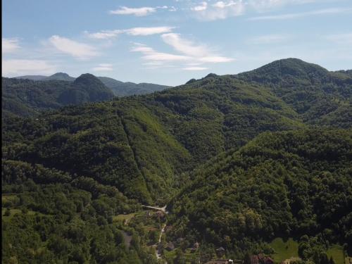 eine Luftansicht einer bewaldeten Bergkette in der Unterkunft Lili Hit in Trnski Odorovci