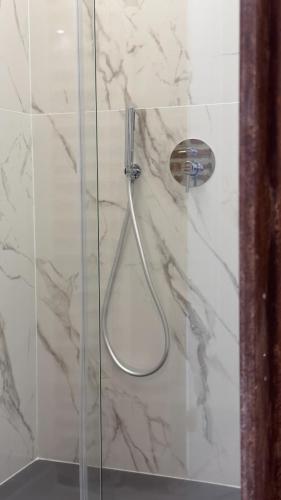 a shower with a glass door in a bathroom at Palazzo Maqueda in Palermo