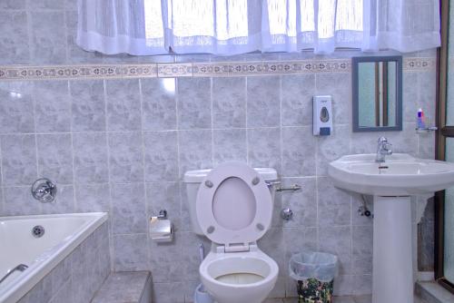 a bathroom with a toilet and a sink at Unique Bed and Breakfast in Harare