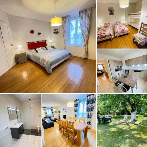 un collage de photos d'une chambre et d'un salon dans l'établissement Le Chamois, à Gérardmer