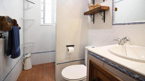 uma casa de banho com um WC e um lavatório em Cortijo en Frigiliana em Frigiliana