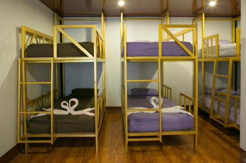Habitación con 4 literas en una habitación en Haadrin Resort, en Haad Rin