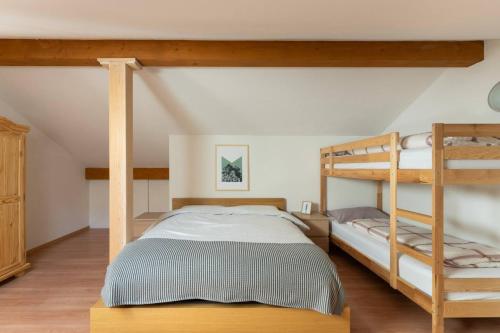 a bedroom with two bunk beds and a ladder at Holiday Home Julia in Valdaora