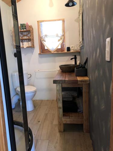 een badkamer met een wastafel en een toilet bij Au Bien-Etre à Deux in Spa