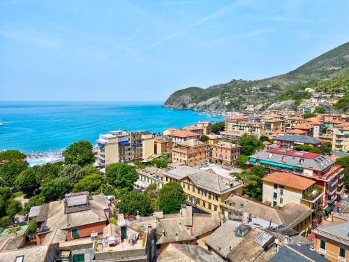 an aerial view of a town next to the ocean at Casa Mare in Levanto