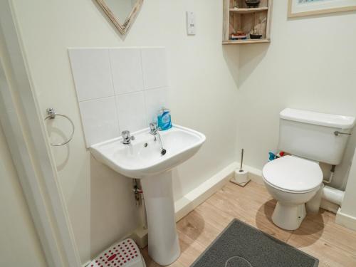 a bathroom with a sink and a toilet at Primrose Cottage in Falmouth