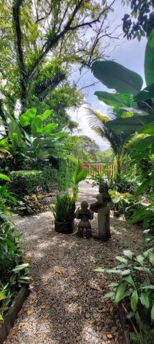 a garden with a bench and some plants at Las Brisas del Sur in Ojochal