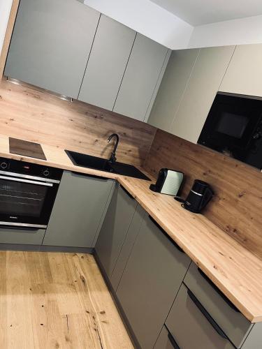 Kuchyň nebo kuchyňský kout v ubytování Stylový apartmán Ski&Bike, Janské Lázně