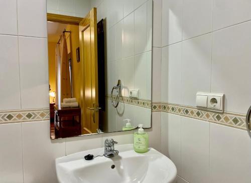 a bathroom with a sink and a mirror at Luna de Gredos in Pedro Bernardo