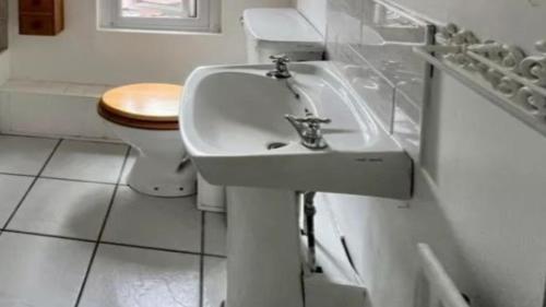 a bathroom with a sink and a toilet at Chalet Platte Solden in Sölden