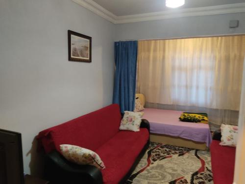 sala de estar con sofá y cama en BE MY GUEST - Homestay ApartmentS Guest HouseS Sleeping Rooms, en Antalya