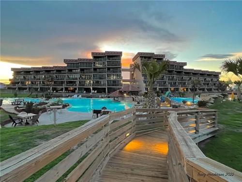 a view of a resort with a pool at Mayan Princess 101 Beachfront Resort in Port Aransas