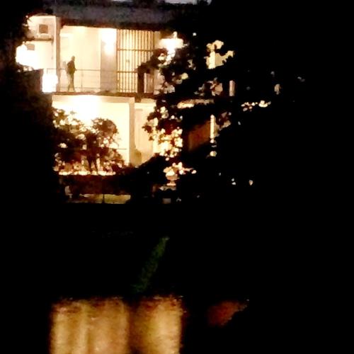 a blurry picture of a house at night at River Front Villa in Wadduwa