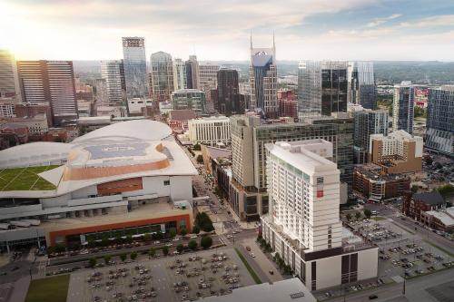 an aerial view of a city with buildings at SpringHill Suites by Marriott Nashville Downtown/Convention Center in Nashville