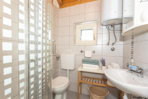 a bathroom with a toilet and a sink at Peaceful house in nature nearby National Park Krka in Brištane
