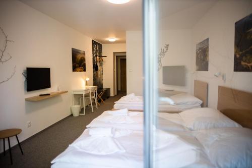 Postel nebo postele na pokoji v ubytování Hotel VARNSDORF