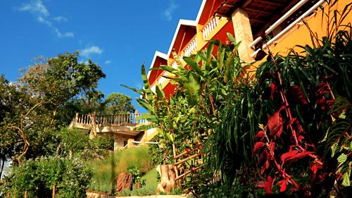 a building with a bunch of plants in front of it at Pousada Pinhalense in Santo Antônio do Pinhal